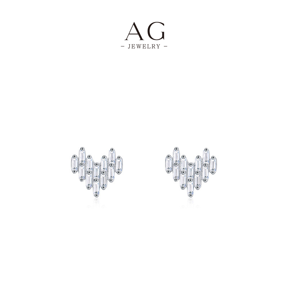 AG Sparkling Zircon Hoop Earrings 925 Sterling Silver Luxury Fashion Jewelry AGYGE2858 