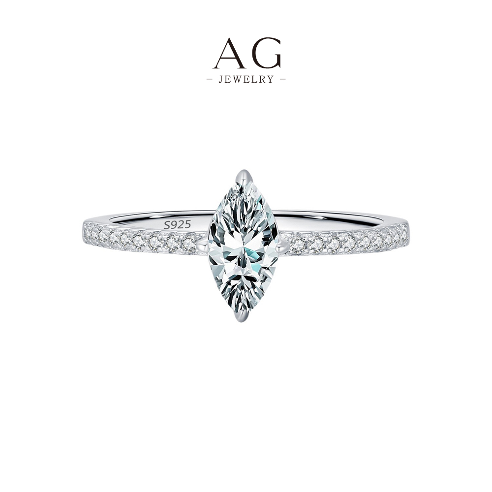 AG Baguette Cut Zircon Ring 925 Sterling Silver Linear Elegance Jewelry AGMSR0113