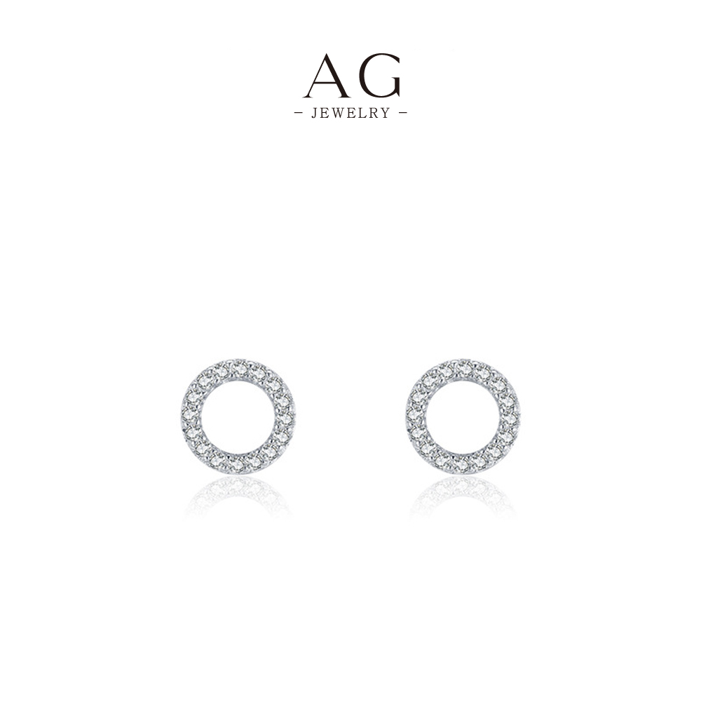AG Classic Round Zircon Stud Earrings 925 Sterling Silver Timeless Solitaire Jewelry AGYGE1385