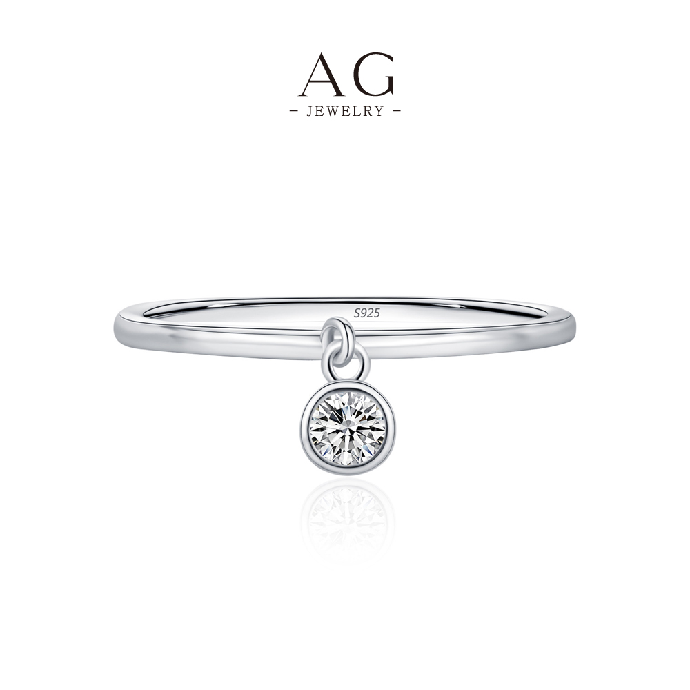 AG Suspended Solitaire Ring 925 Sterling Silver Floating Diamond Jewelry AGMSR0109
