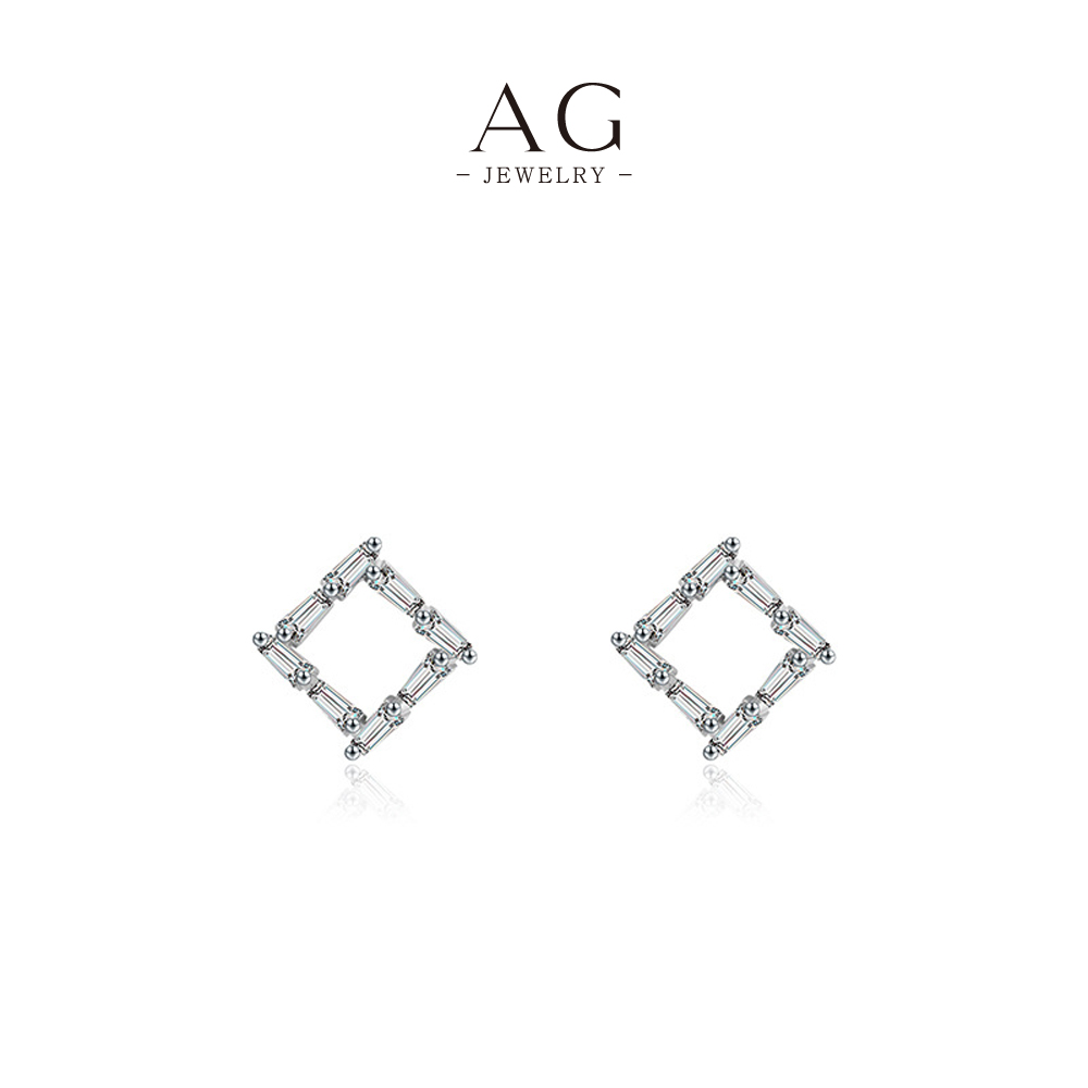 AG Geometric Zircon Earrings 925 Sterling Silver Modern Statement Piece Collection AGYGE2882