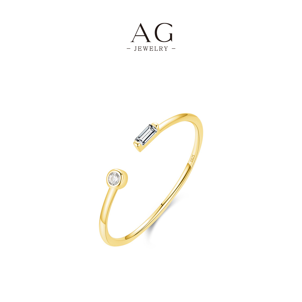 AG Open End Ring 925 Sterling Silver Adjustable Modern Jewelry AGR00024