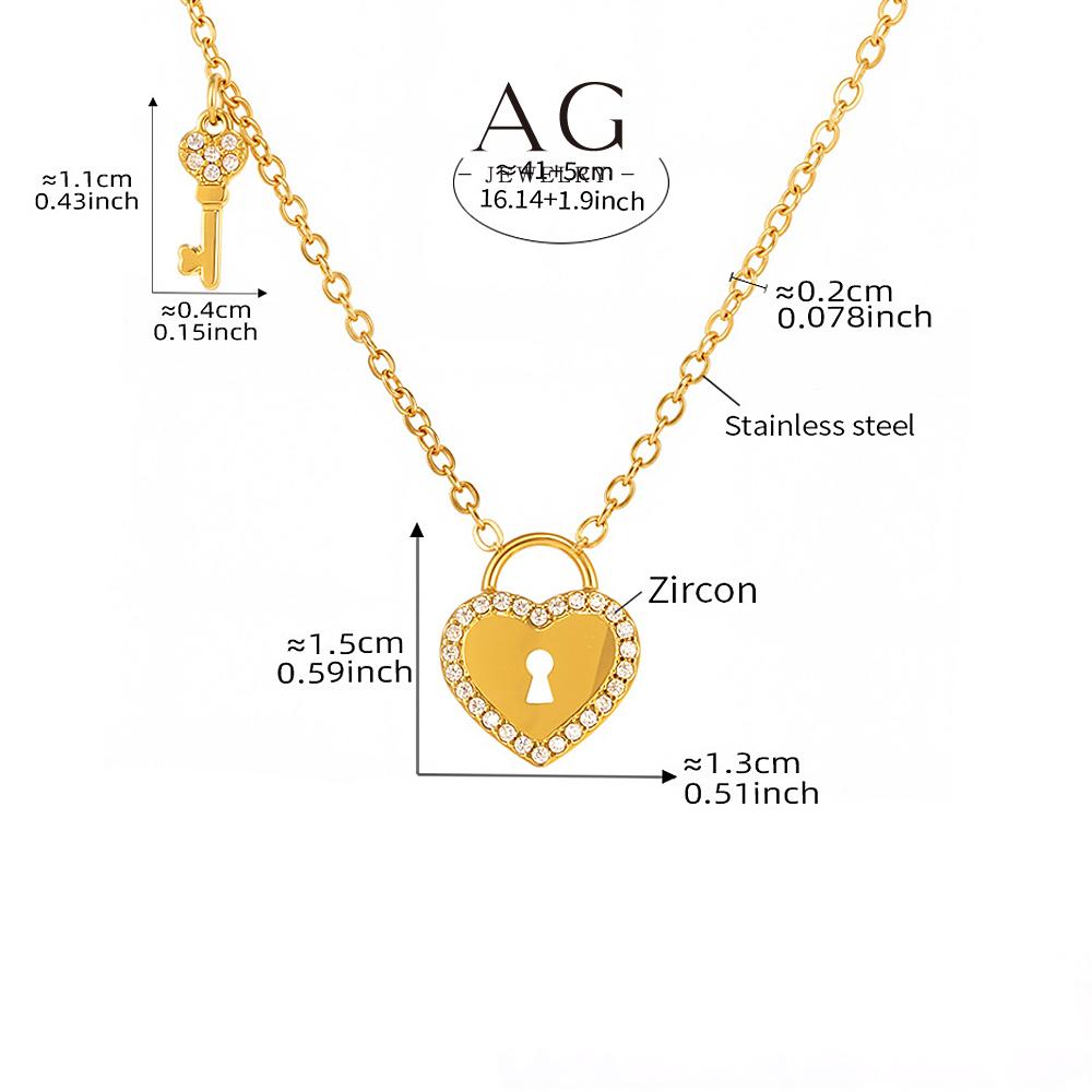 AG Heart And Lock Jewelry Set Necklace Bracelet Earrings Romantic Security Collection AGTXP299