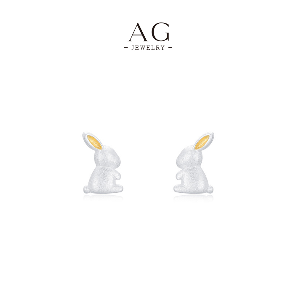 AG Bunny Animal Stud Earrings 925 Sterling Silver Whimsical Dainty Jewelry AGE9969