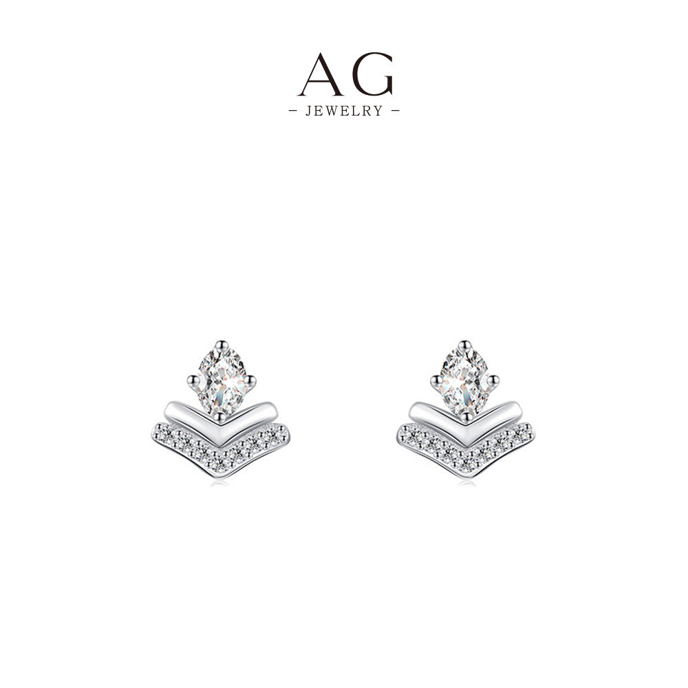 AG 925 Sterling Silver Zircon Earrings Dainty Everyday Stackable Jewelry for Women AGYGE2813