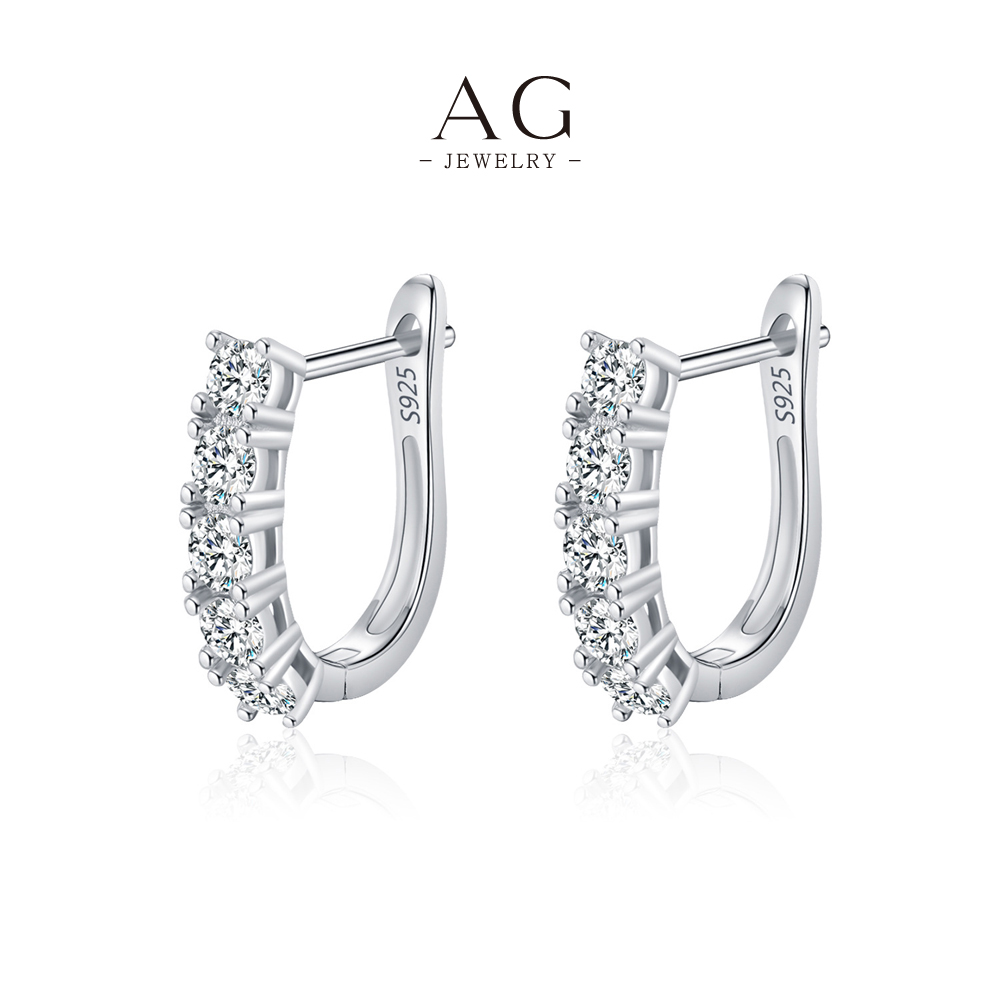AG Precision Cut Zircon Earrings 925 Sterling Silver Fine Craftsmanship Jewelry AGMSE0095