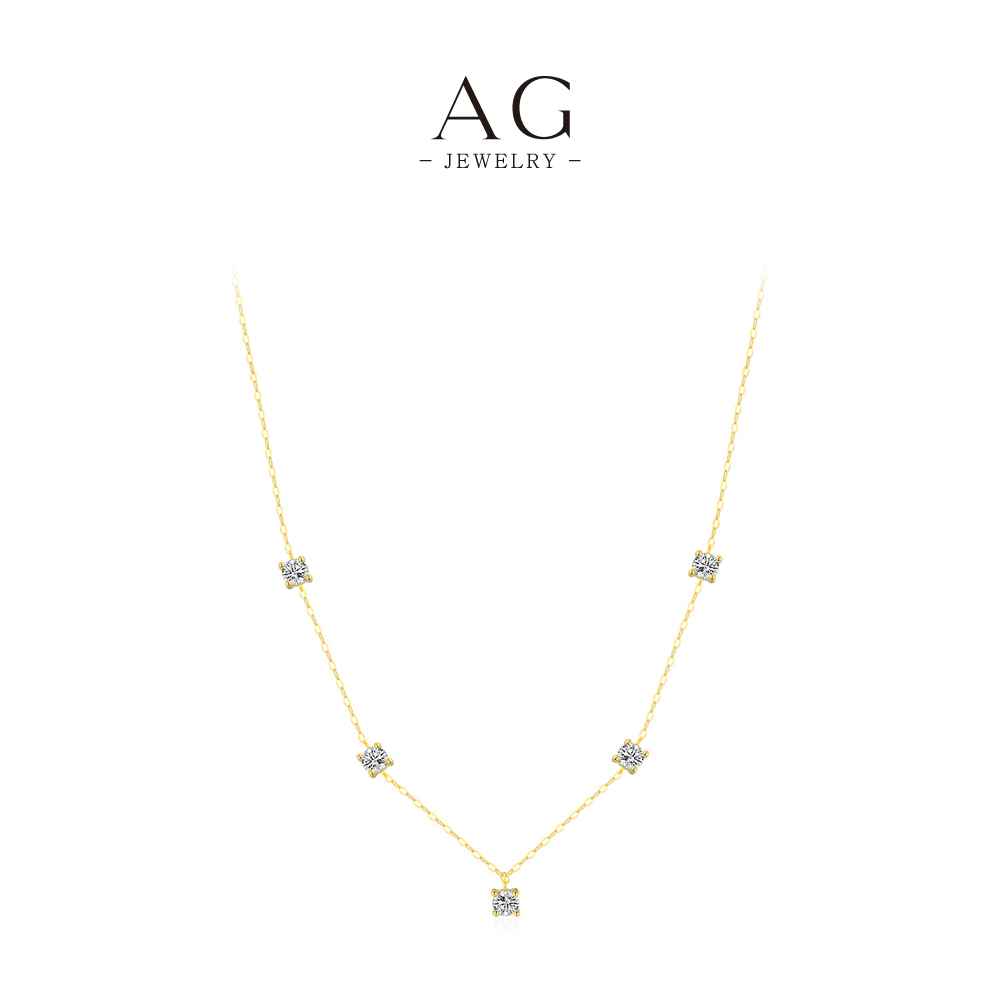 AG 5-Stone Square Zircon Necklace BSCI Certified Factory Direct AGRHN1690