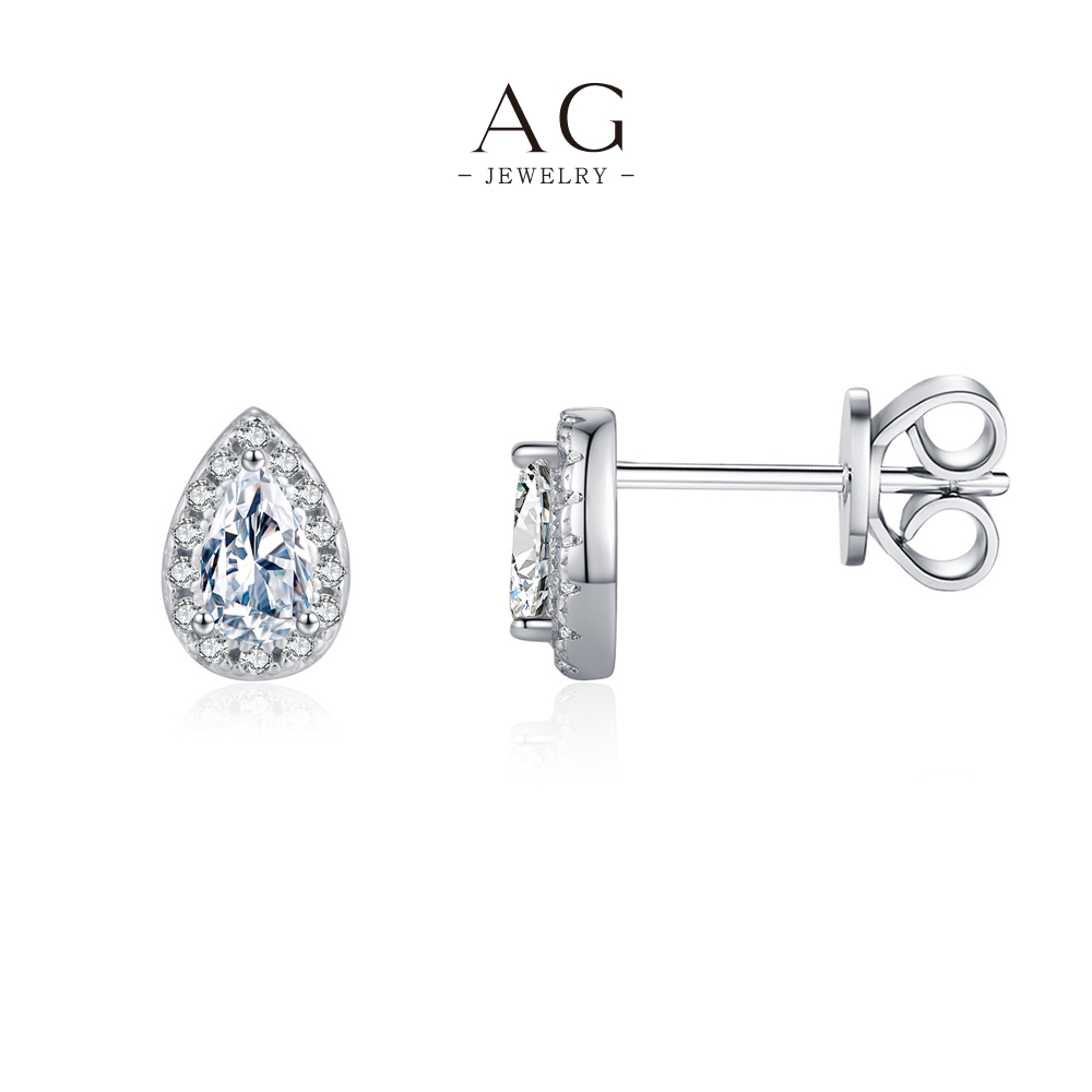 AG Square Teardrop Heart Round Zircon Stud Earrings 925 Sterling Silver Multi Shape Jewelry Set AGMSE0040