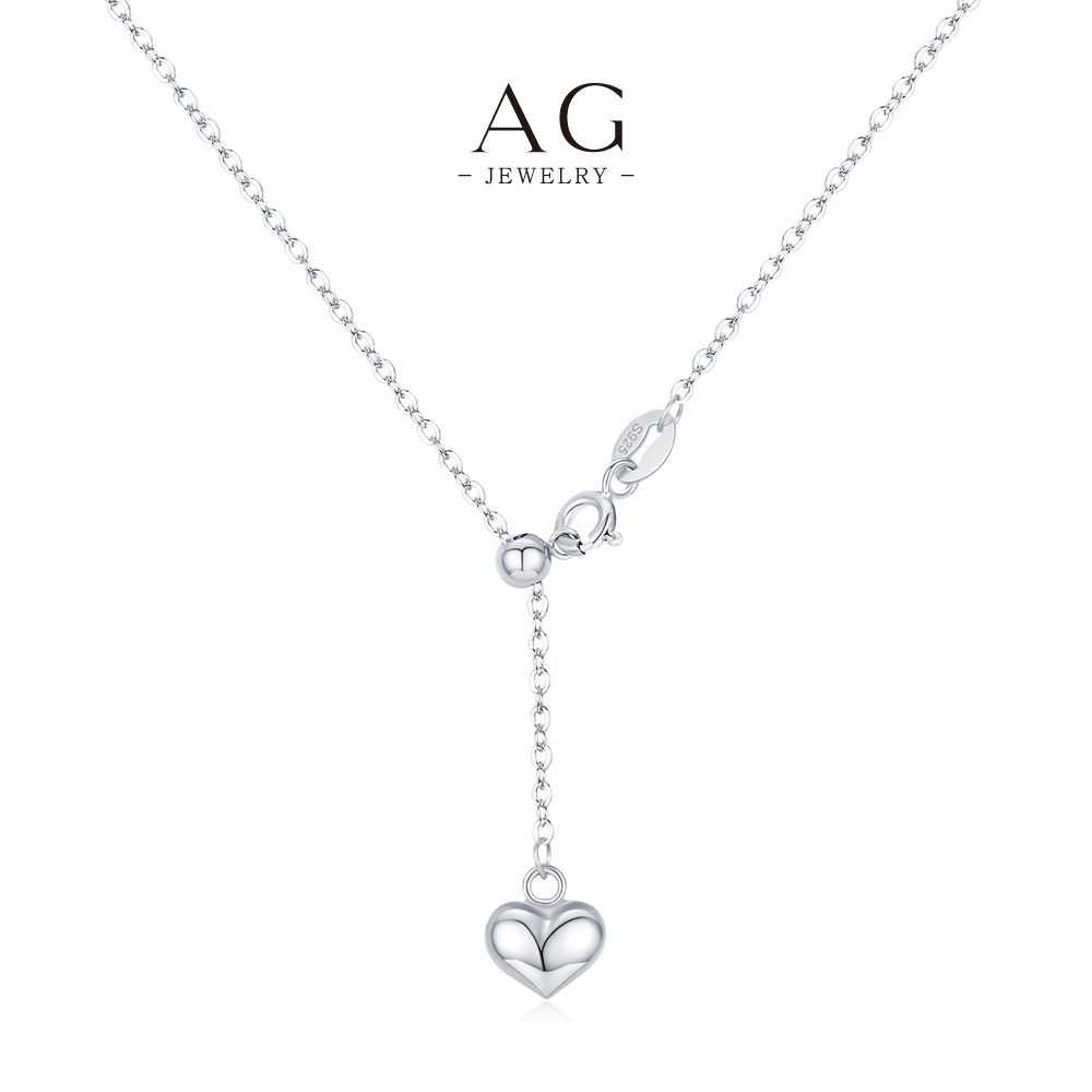 AG Minimalist Heart Pendant Necklace 925 Sterling Silver Delicate Everyday Jewelry AGRHN1903