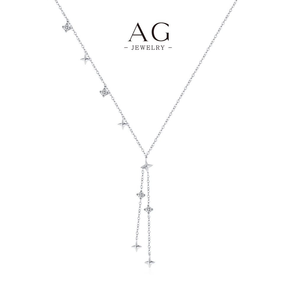 AG Luxury Crystal Zircon Wedding Necklace 925 Sterling Silver Bridal Tiara Collection AGRHN1864