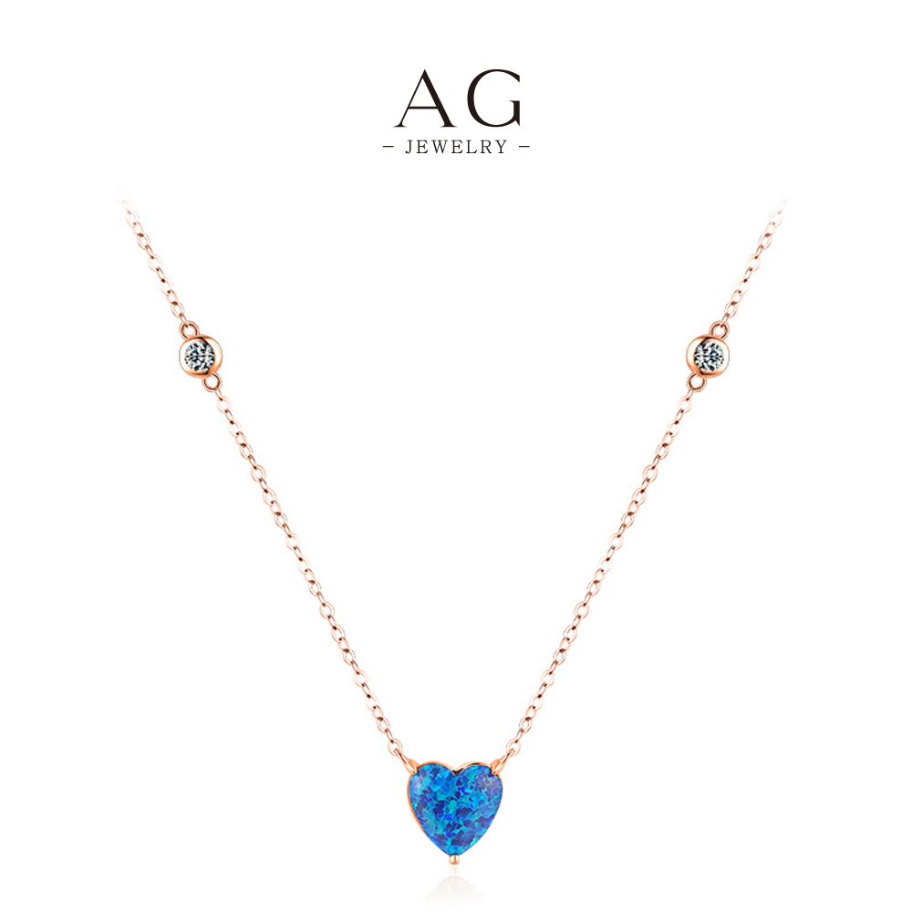 AG Multicolor Heart Birthstone Necklace 925 Sterling Silver Personalized Zodiac Gift AGRHN1230