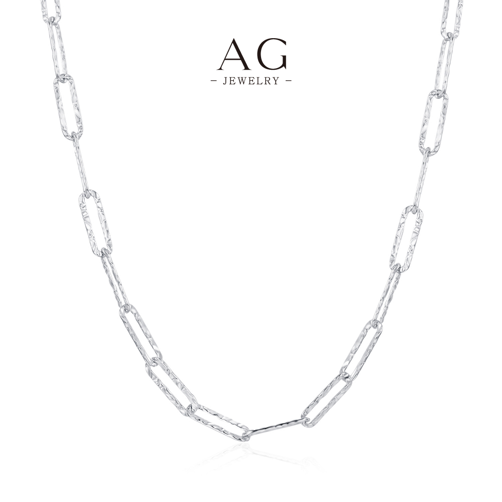AG Cubic Charm Necklace 925 Sterling Silver Modernist Geometric Link Jewelry AGRHN1536