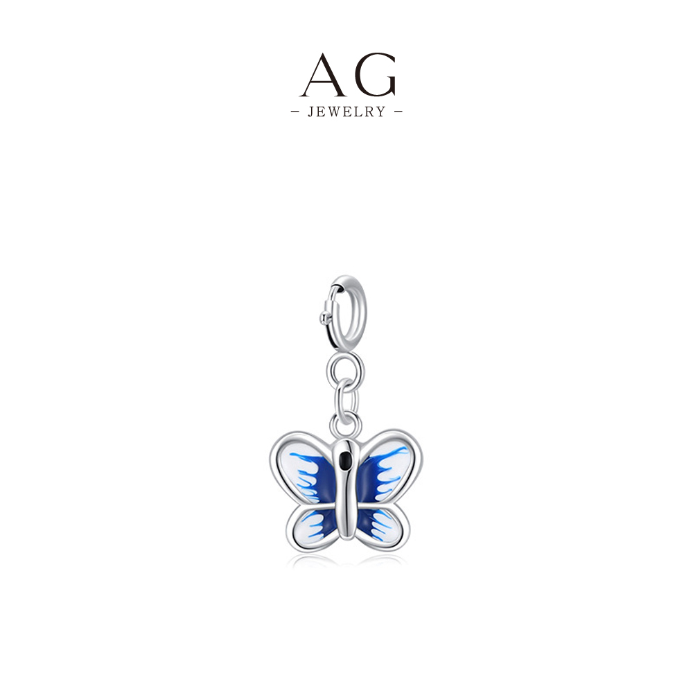 AG Butterfly Wing Pendant Necklace 925 Silver Delicate Garden Charm AGRHN1133