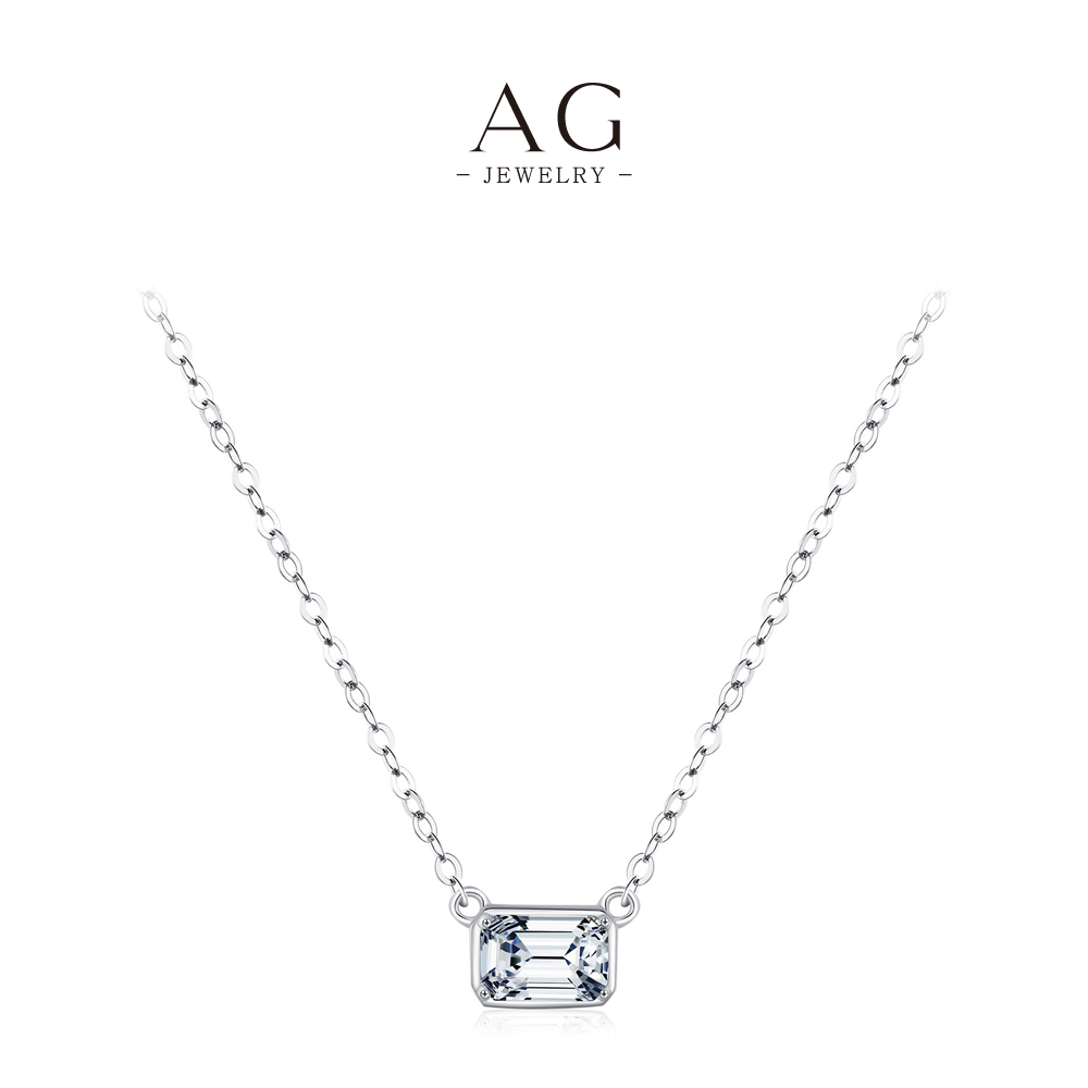 AG Square White Zircon Choker Necklace Minimalist Everyday Jewelry AGRHN1631