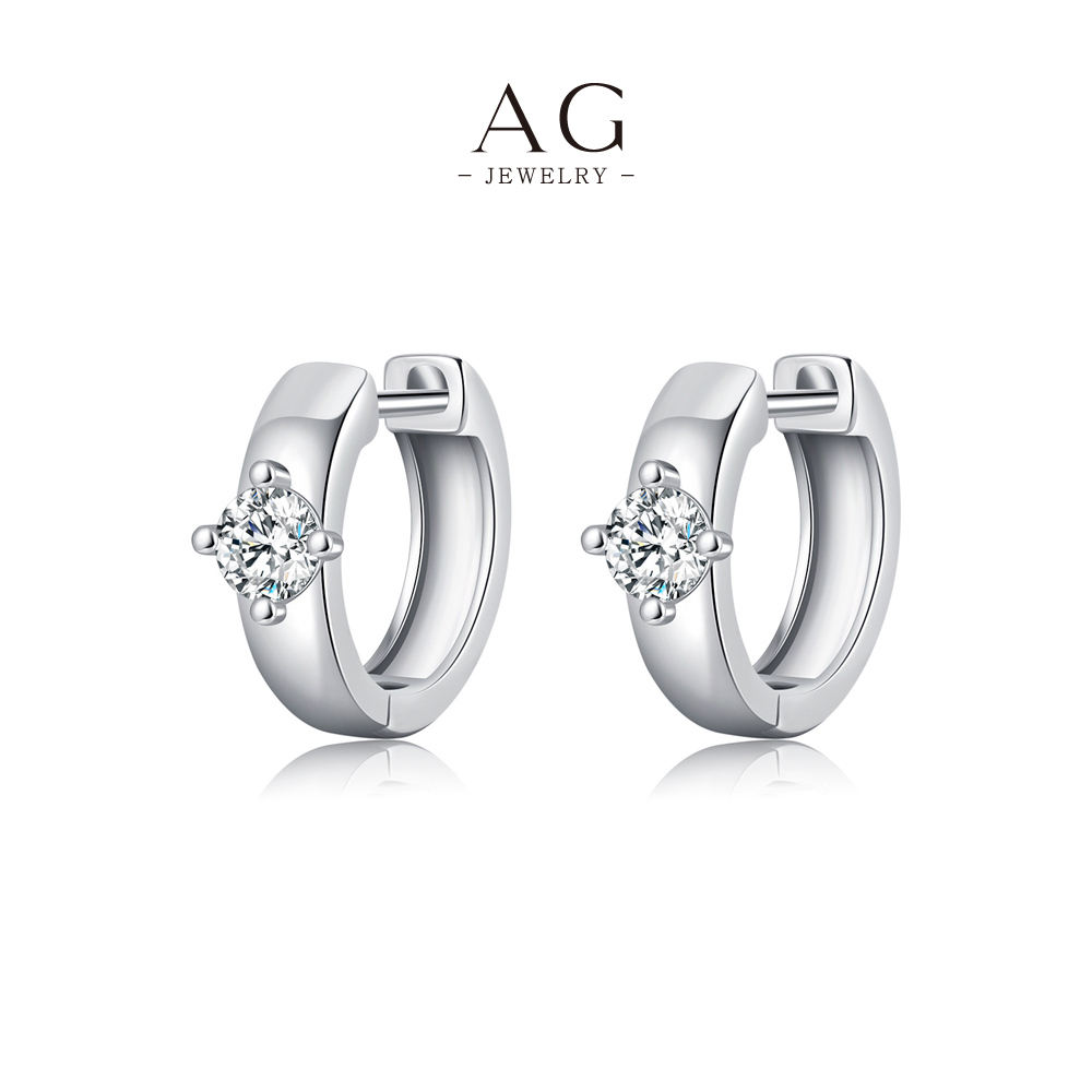 AG Clip On Zircon Earrings 925 Silver Plated Non Pierced Luxury Jewelry AGMSE0043
