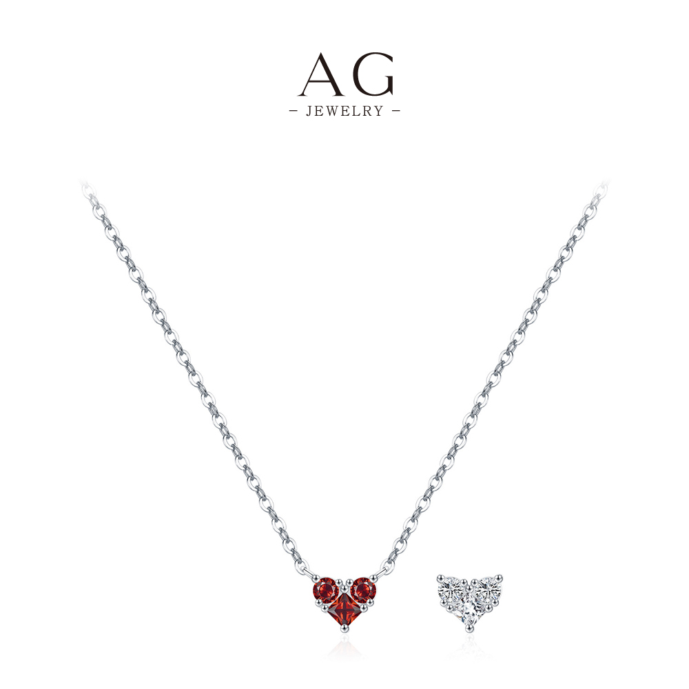 AG Multicolor Heart Birthstone Necklace 925 Sterling Silver Minimalist Personalized Gift AGRHN1695