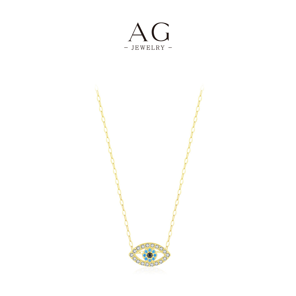 AG Blue Evil Eye Necklace 925 Sterling Silver Turkish Nazar Boncuk Protection Jewelry AGRHN1372