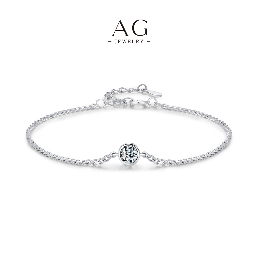 AG JEWELRY Square Cut Zircon Bracelet 925 Sterling Silver Geometric Line Jewelry AGMSB0002-4mm