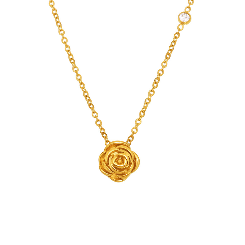 AG Stainless Steel Rose Flower Pendant Necklace Romantic Gift For Her AGP668