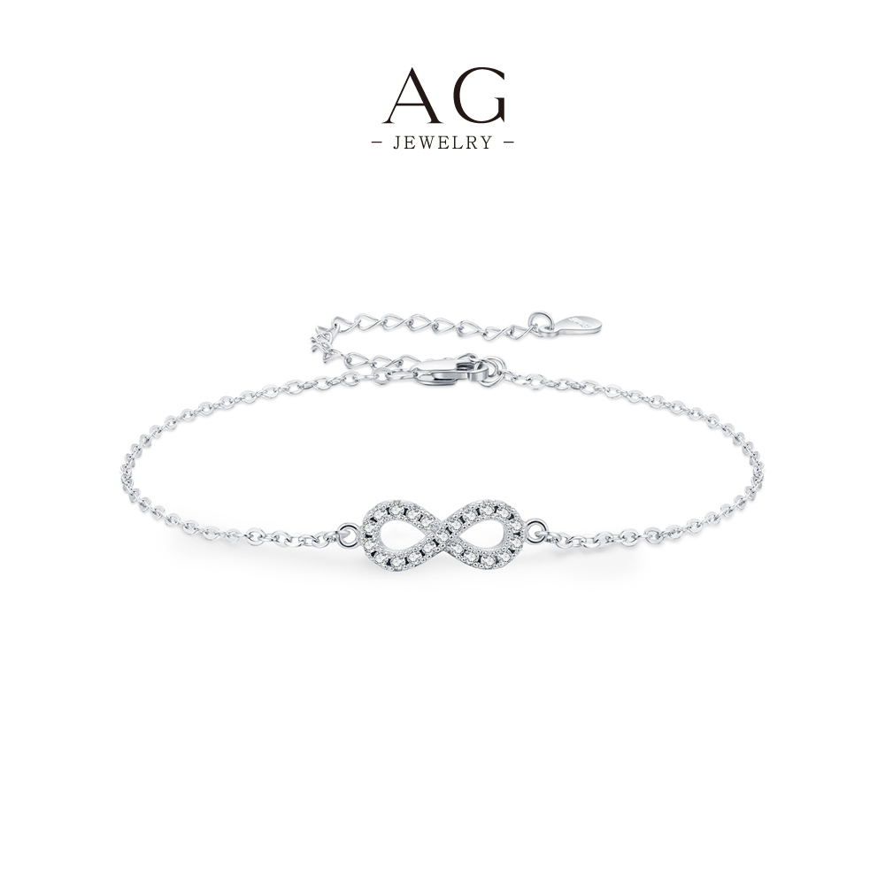 AG Infinity Link Zircon Bracelet 925 Sterling Silver Eternal Love Symbol AGMSB0069