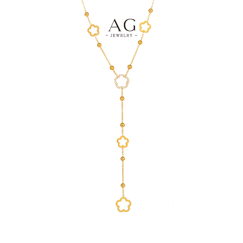 AG Stainless Steel Four Leaf Clover Charm Necklace Lucky Gift BSCI Certified AGP581