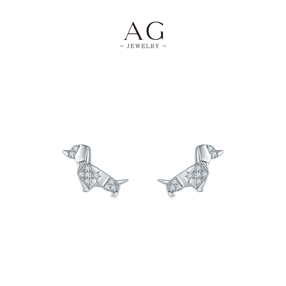 AG Puppy Paw Stud Earrings 925 Sterling Silver Whimsical Pet Lover Jewelry AGRHE931