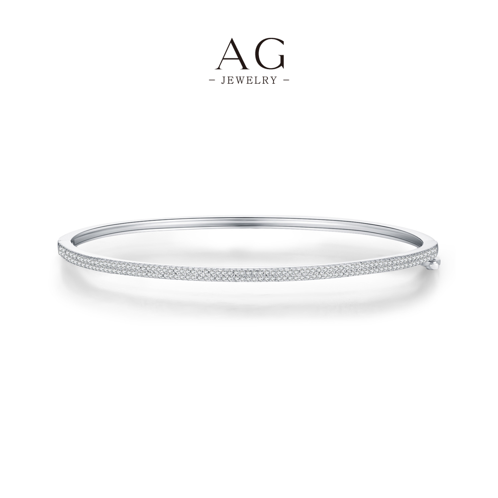AG Full Pav&eacute; Bangle 925 Sterling Silver Dazzling Statement Jewelry AGRHB1877