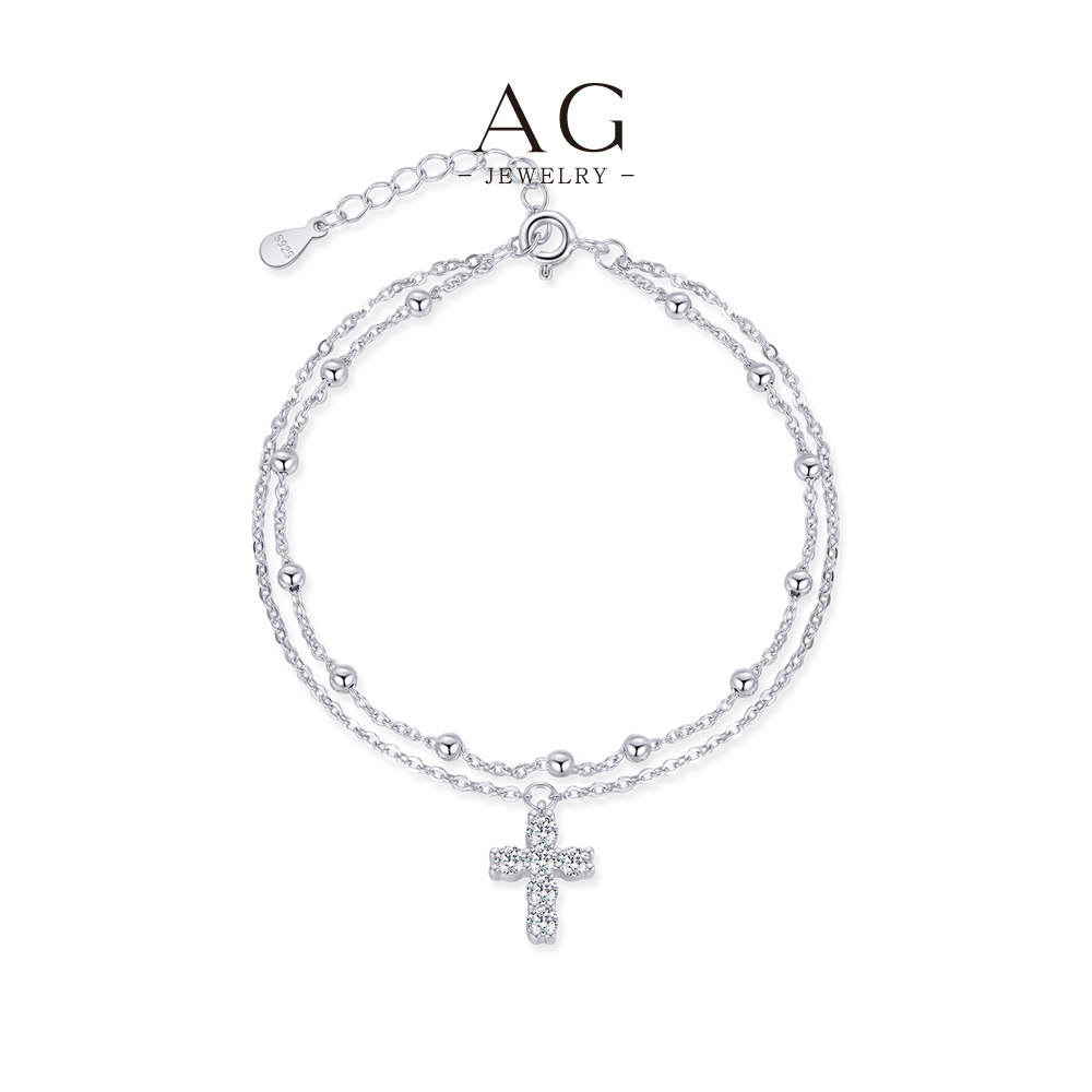 AG Beaded Stretch Bracelet 925 Sterling Silver Stackable Boho Style Jewelry AGRHB1817