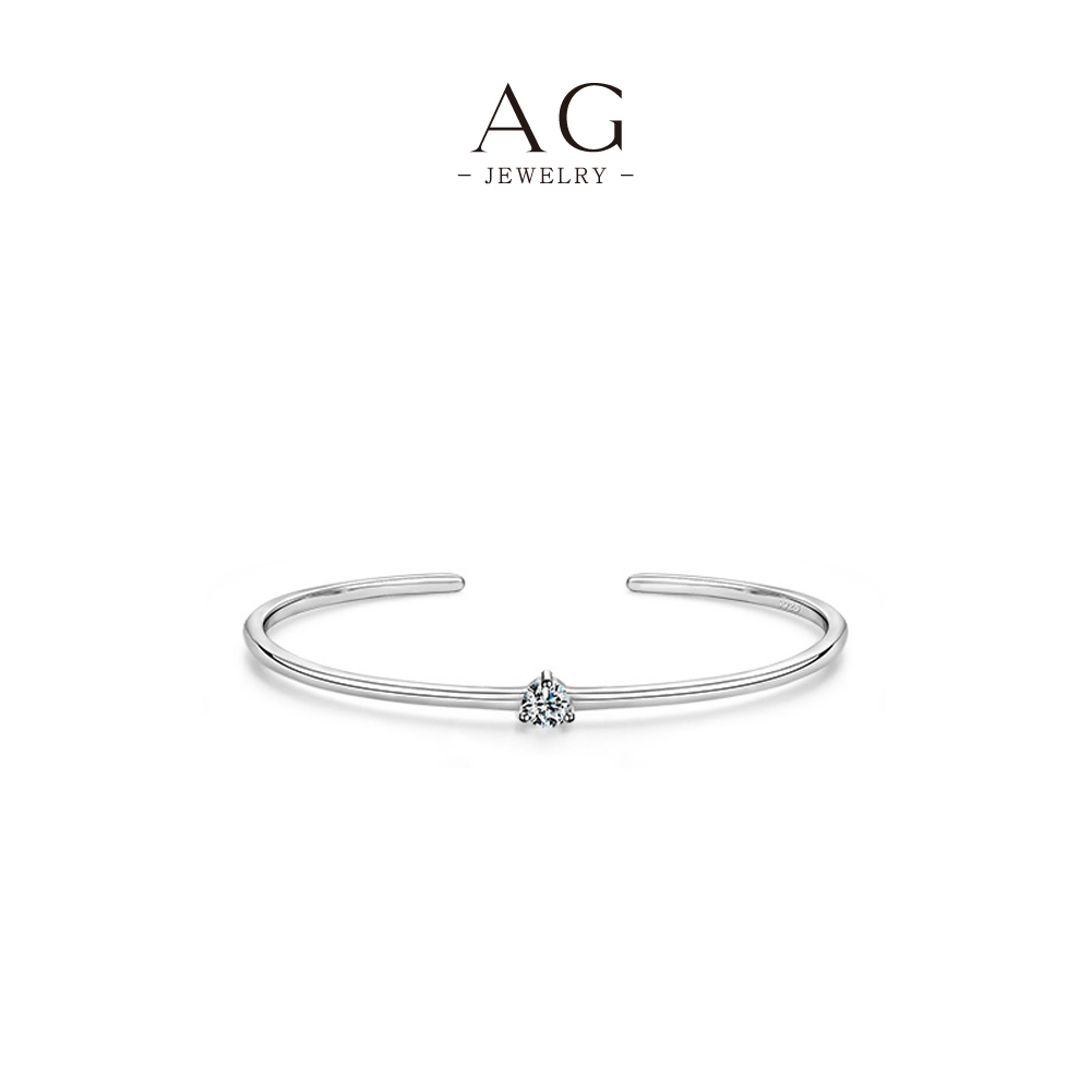 AG Zircon Bangle 925 Sterling Silver Crystal Halo Statement Jewelry AGRHB719