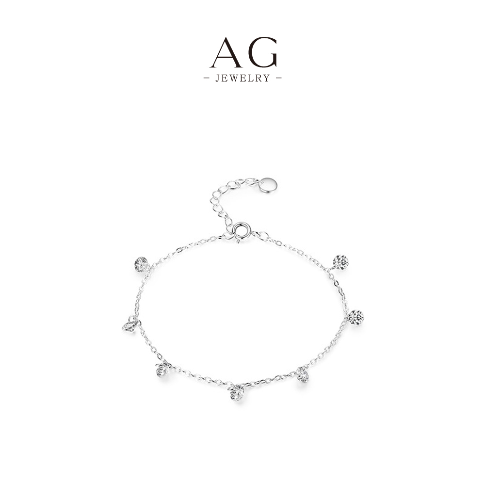 AG Multi Charm Zircon Bracelet 925 Sterling Silver Layered Narrative Jewelry AGRHB740