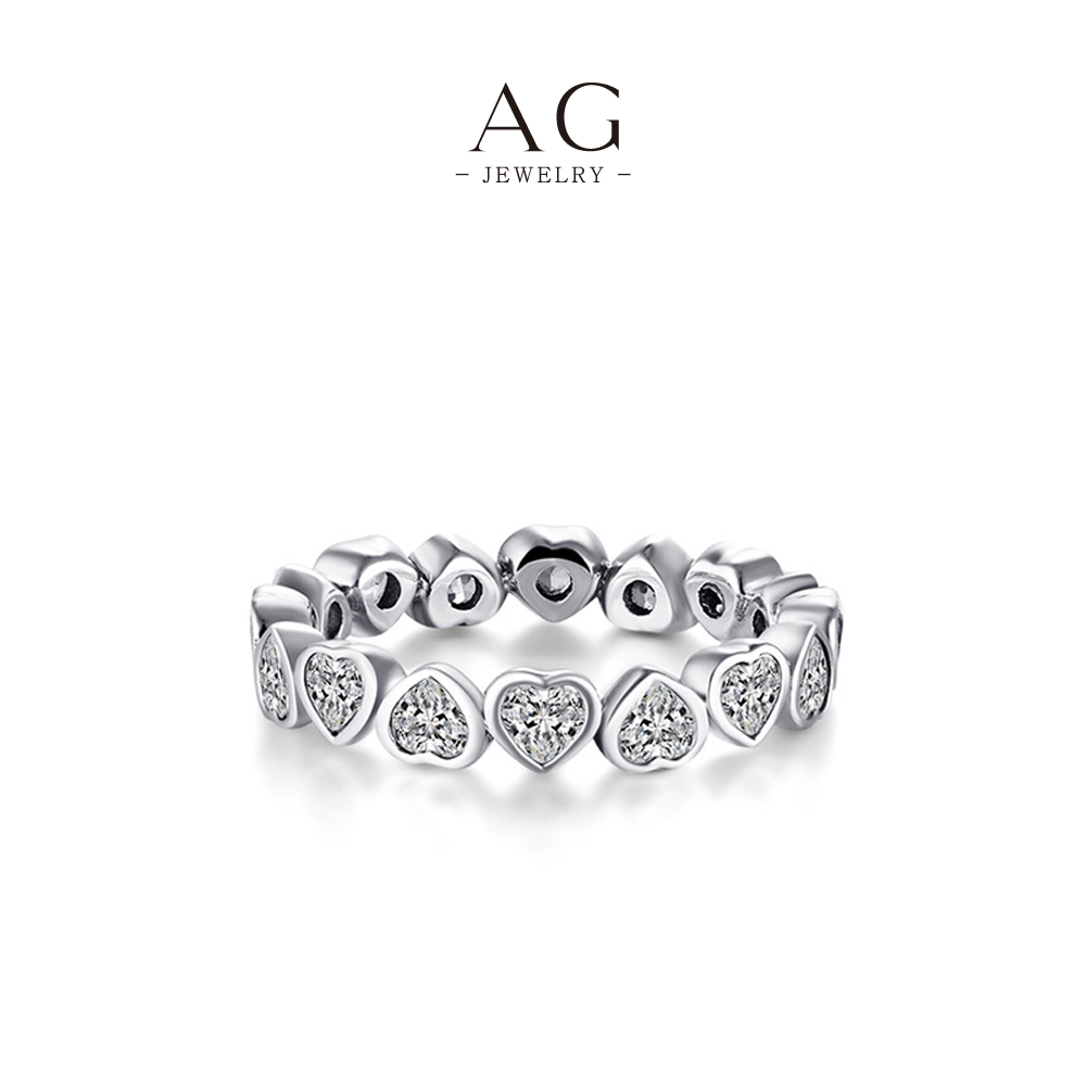 AG JEWELRY Full Heart Eternity Ring 925 Sterling Silver Infinite Love Collection AGRHR370