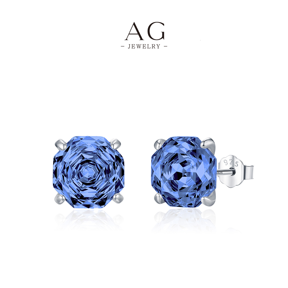 AG Multicolor Birthstone Zircon Stud Earrings 925 Sterling Silver Zodiac Jewelry Collection AGRHE1884