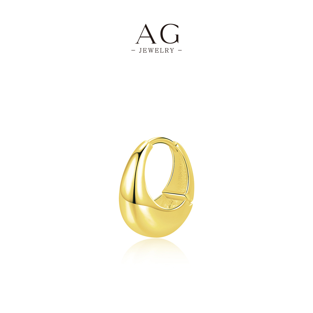 AG Mirror Finish Hoop Earrings Gold Plated Timeless Best Seller Jewelry AGRHE1535