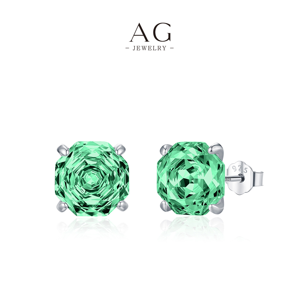 AG Multicolor Birthstone Zircon Stud Earrings 925 Sterling Silver Zodiac Jewelry Collection AGRHE1886