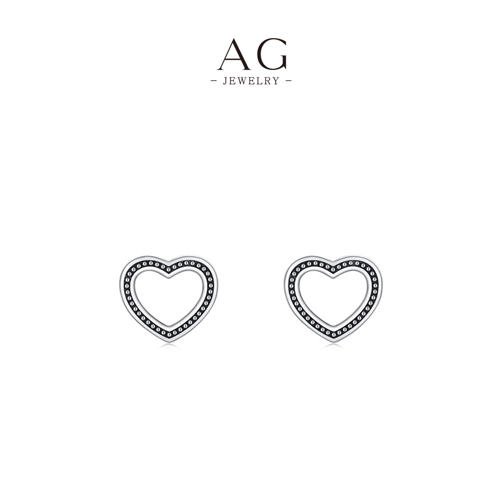 AG Sparkling Heart Zircon Earrings 925 Sterling Silver Romantic Celebration Jewelry AGRHE1078