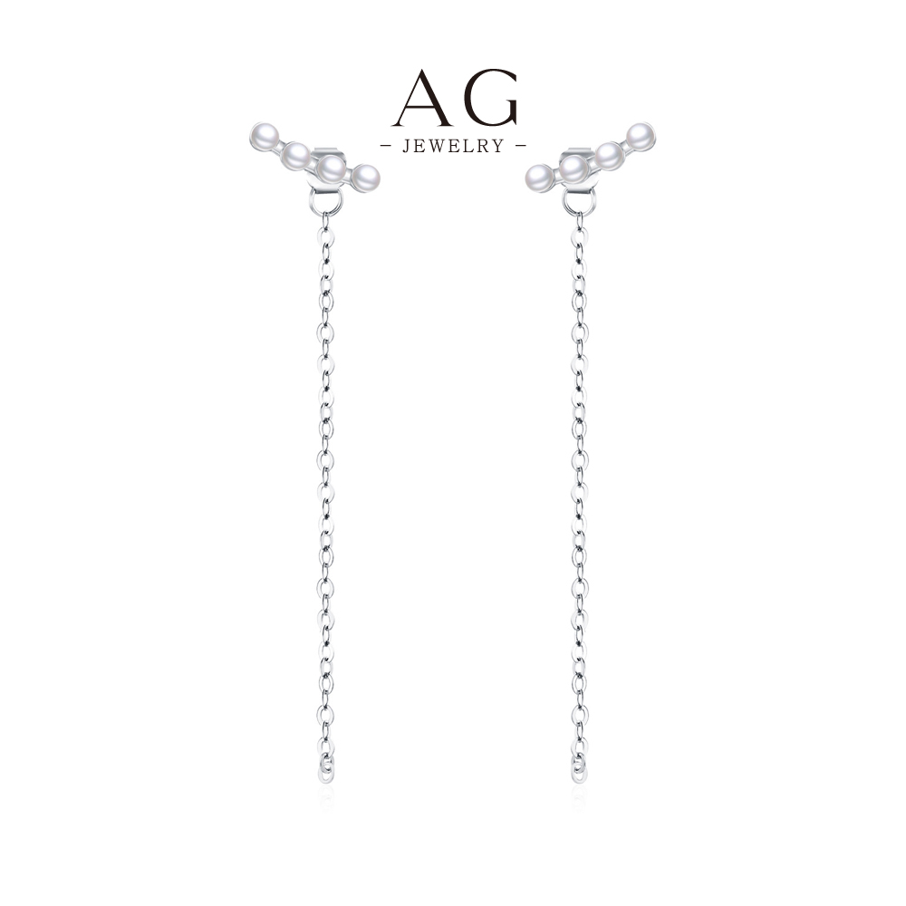 AG 925 Silver Pearl Tassel Drop Earrings Low MOQ and Direct Factory Price AGRHE1828