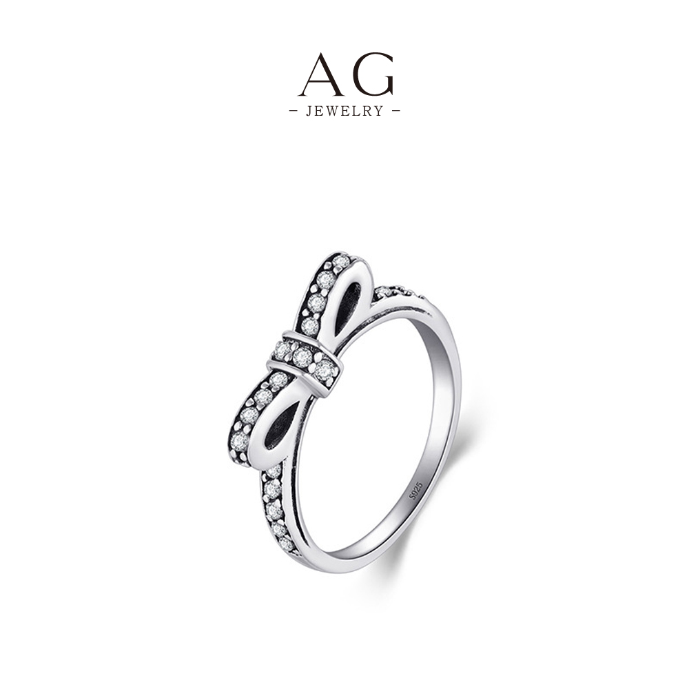 AG JEWELRY Bow Tie Ring 925 Sterling Silver Couture Accent Jewelry AGRHR378