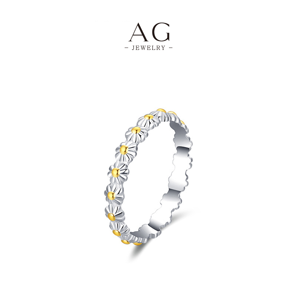 AG JEWELRY Two Tone Plated Ring 925 Sterling Silver Dual Finish Luxury Jewelry AGRHR758