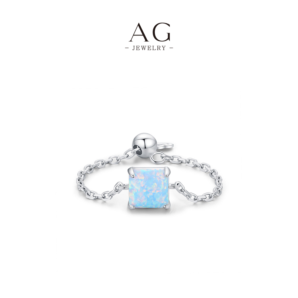 AG JEWELRY Adjustable Opal Ring 925 Sterling Silver Magic Slide Jewelry AGRHR1321