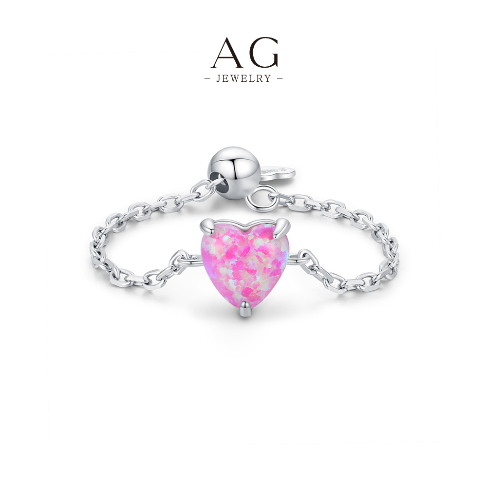 AG JEWELRY Adjustable Opal Ring 925 Sterling Silver Magic Slide Jewelry AGRHR1320