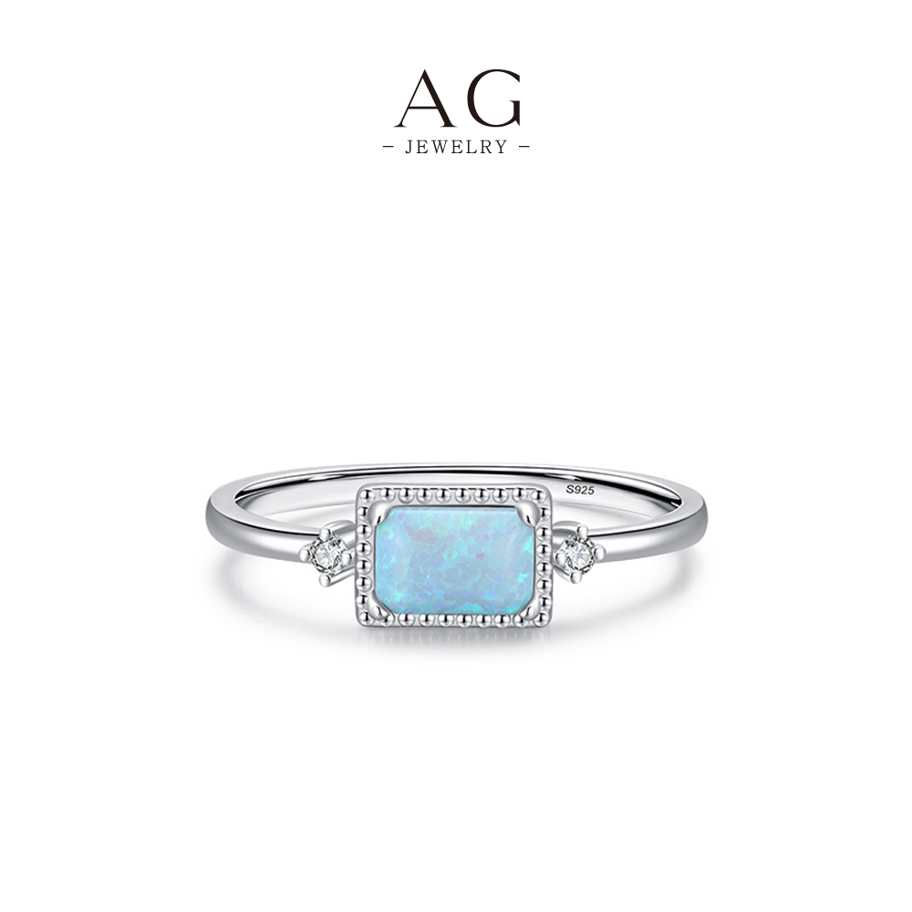 AG JEWELRY Opal Statement Ring 925 Sterling Silver Iridescent Artistry Collection AGRHR1043