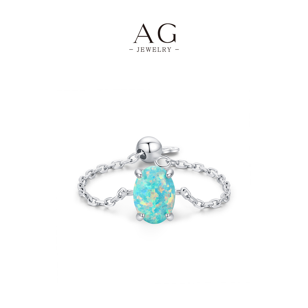 AG JEWELRY Adjustable Opal Ring 925 Sterling Silver Magic Slide Jewelry AGRHR1325