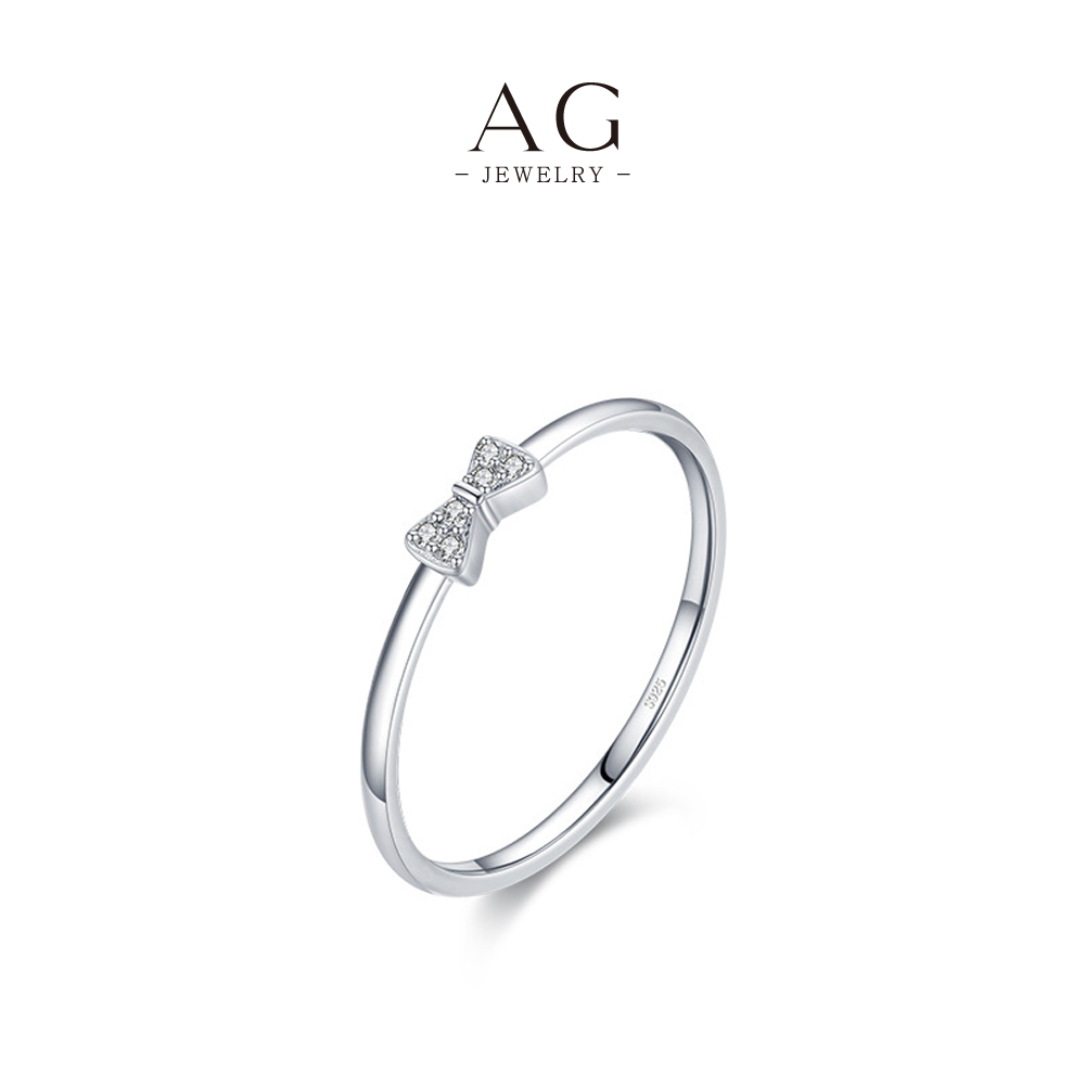 AG JEWELRY Bow Tie Ring 925 Sterling Silver Couture Accent Jewelry AGRHR908