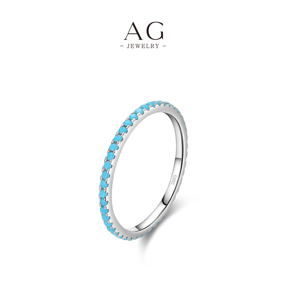 AG Turquoise Inlay Ring 925 Sterling Silver Southwest Style Jewelry AGRHR792