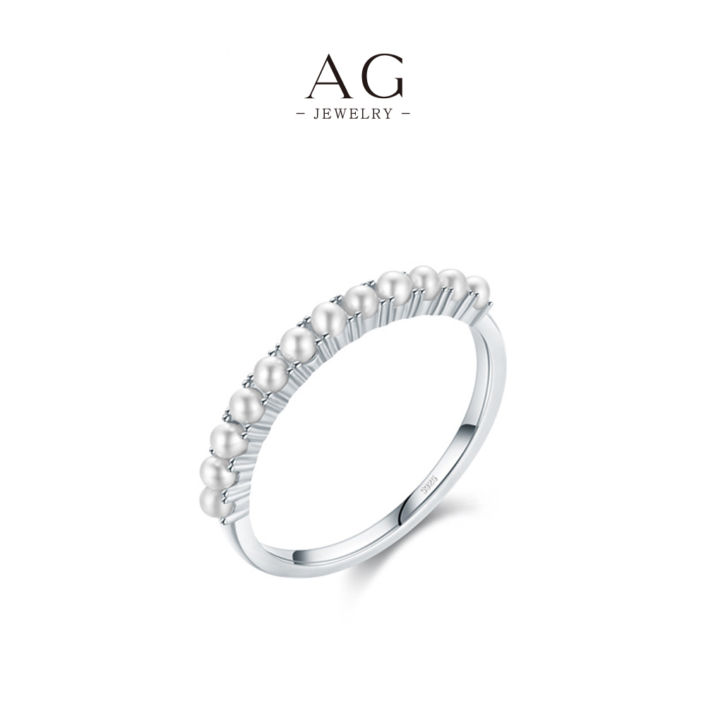 AG JEWELRY Pearl Solitaire Ring 925 Sterling Silver Ocean Heritage Collection AGRHR911