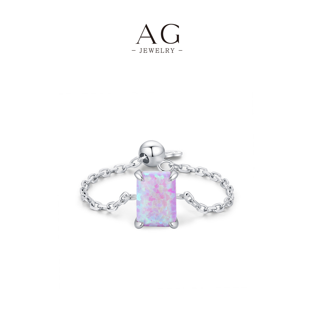 AG JEWELRY Adjustable Opal Ring 925 Sterling Silver Magic Slide Jewelry AGRHR1322