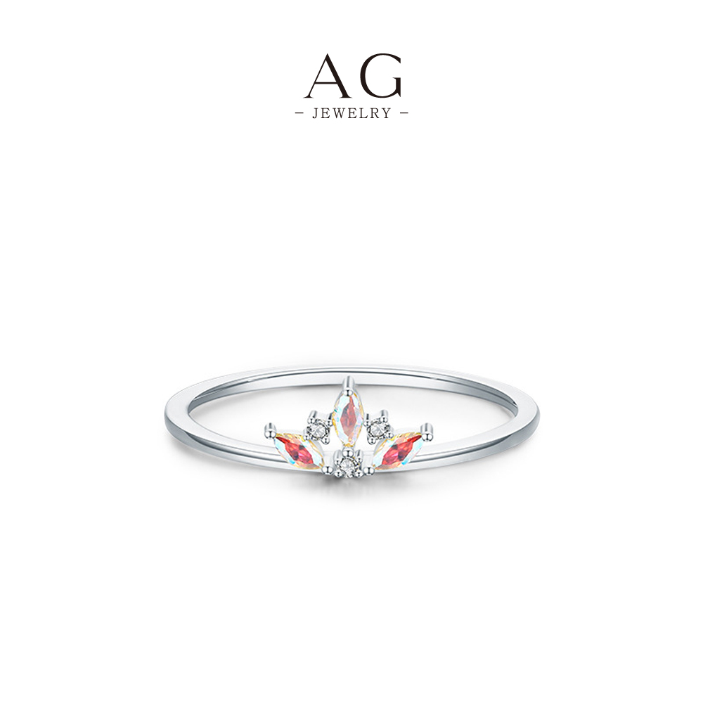 AG JEWELRY Crown Zircon Ring 925 Sterling Silver Royal Heirloom Collection AGRHR912