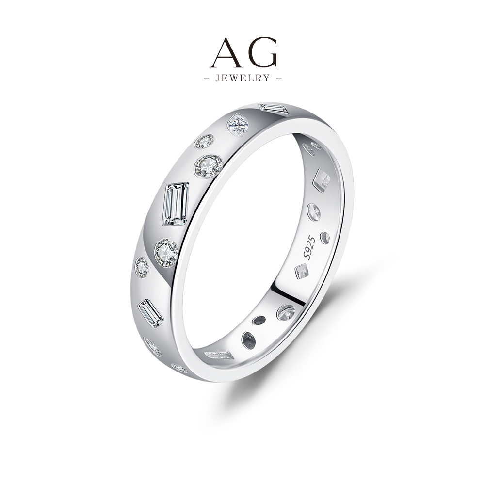 AG JEWELRY Raw Cut Zircon Ring 925 Sterling Silver Organic Modern Jewelry AGRHR1779