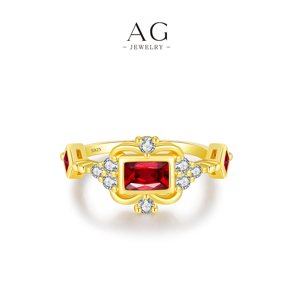 AG JEWELRY Crimson Zircon Signet Ring 925 Sterling Silver Velvet Fire Jewelry AGRHR1636