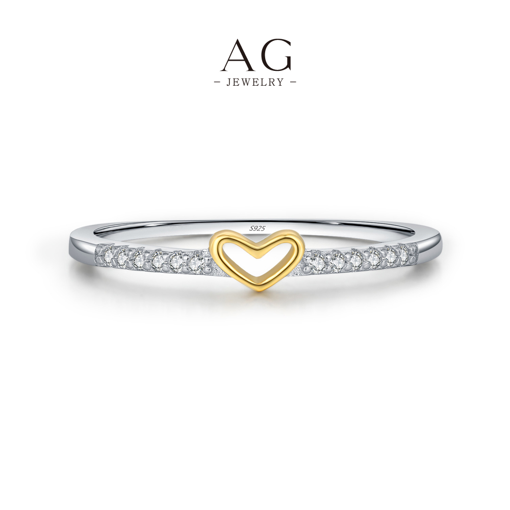 AG Heart Shaped Solitaire Ring 925 Sterling Silver Timeless Romance Jewelry AGRHR1757